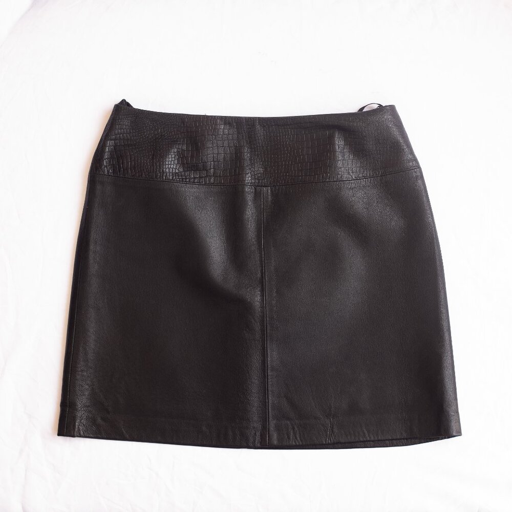Apostrophe Genuine Leather Snakeskin Black Mini Short Skirt Size Sz 10 31